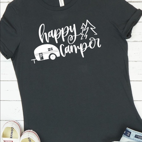 Happy Camper Shirt | Crew Neck | Gift For Nature Lover | Teal NWT - Picture 5 of 7